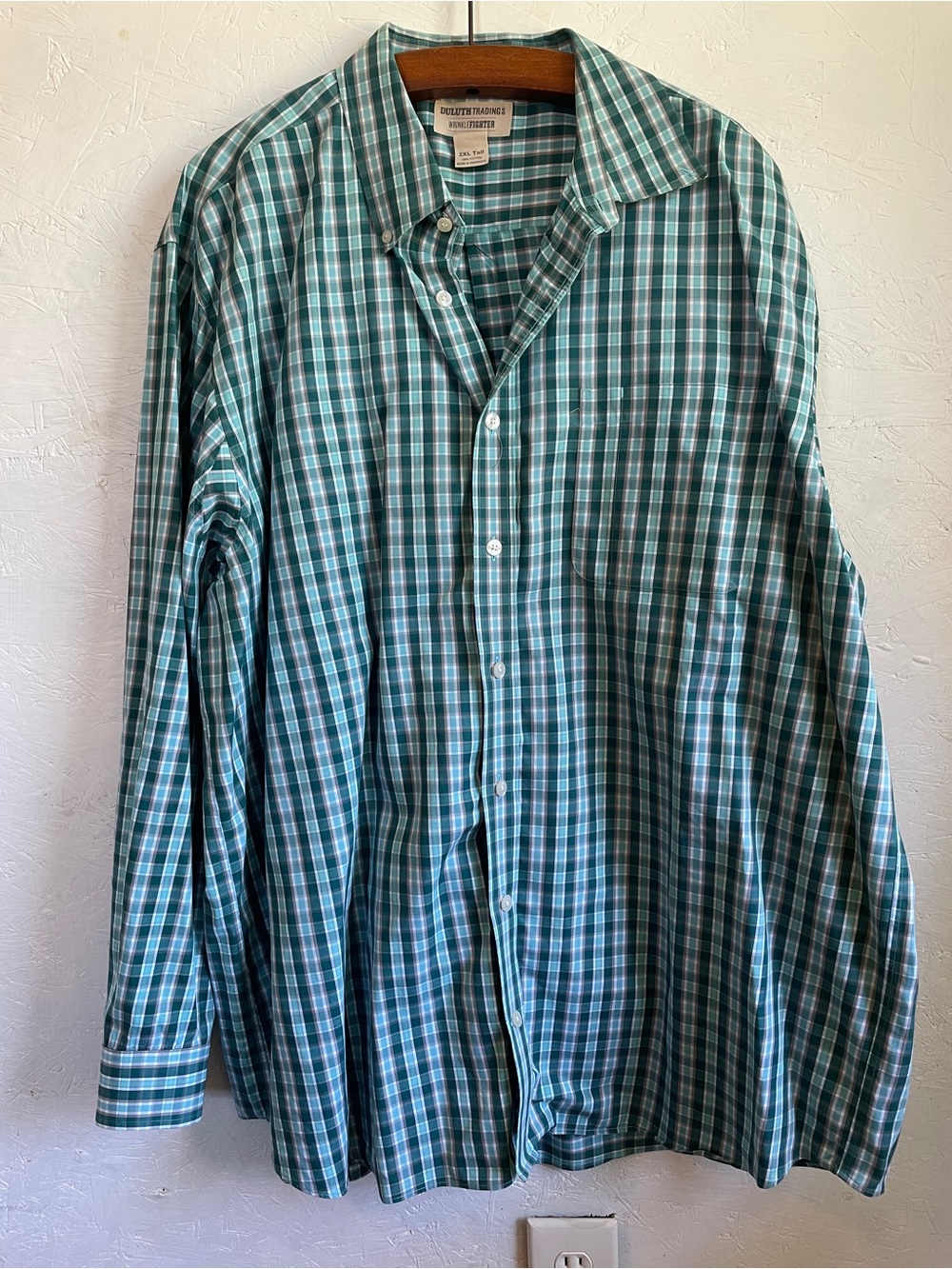 Duluth Trading Co Wrinkle Fighter Long Sleeve Button Down Shirt Sz 2XL Tall